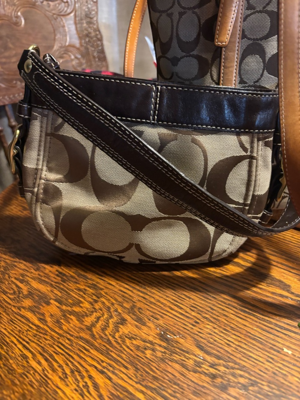 Coach Brown Signature Canvas Small Crossbody